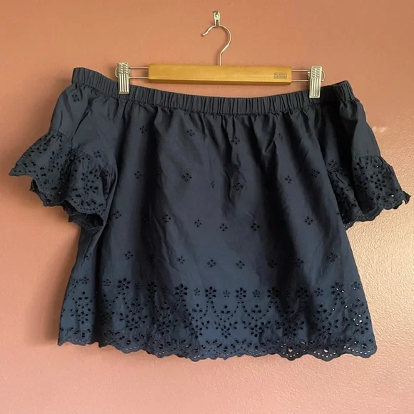 Madewell off the shoulder eyelet top L - Picture 1 of 4
